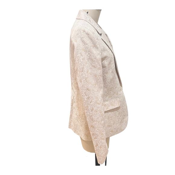 Dana Buchman Blazer Jacket Womens Size 8 Cream Metallic Gold Brocade - Picture 2 of 9